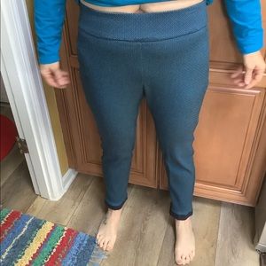 AQUA /BLACK PULL UP STRETCH SLACKS